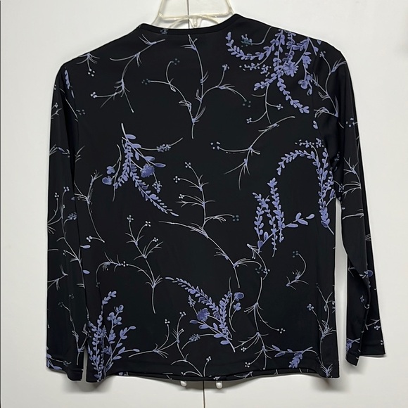 Notations Black Blouse with Lavender Floral Pattern - Picture 4 of 7